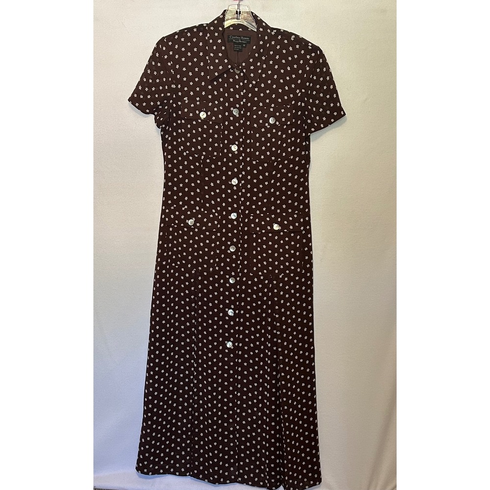 Cynthia Howie for Maggy Boutique Brown Floral Maxi Dress‎ Sz 12 Vintage Rare 90s